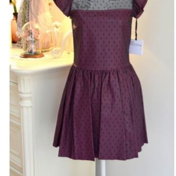 Valentino Leather Lace Burgundy Red Dress NWT Sz 6 - Picture 5 of 10